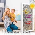 DKTIE Boho Stained Glass Look Window Privacy Film with Installation Tools, Decorative Frosted Glass Window Film Static Cling No Glue Removable, Pure Black, 17.7" x 78.7"