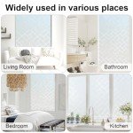 Myscheri Window Privacy Film, Frosted Glass Static Cling with No-Adhesive Tile Shape Window Cover, Vinyl Stickers for Home Office Glass Sticker Decoration, 23.6 x 78.7 Inches