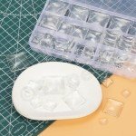 Swpeet 110Pcs 5 Sizes Square Transparent Glass Dome Cabochons Tiles Assortment Kit, Clear Glass Cabochons Tiles for Photo Pendant Necklace Jewelry Making Craft
