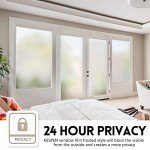 KESPEN Window Privacy Film Frosted Glass Heat Control UV Blocking Privacy Window Film for Glass Windows Static Cling Non-Adhesive Door Coverings Decals for Bathroom Home Office,17.5 Inch X 6.5 Feet