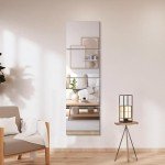 Delma Frameless Mirror Tiles 12"x10"x4 Pcs Wall Mounted, Shatter Resistant Full Length Tempered Glass Panels for Home Gym Bathroom Bedroom & Living Room Decor