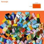 Lanyani 1050 Pieces Mixed Shapes Glass Mosaic Tiles for Crafts, Colorful Stained Glass Pieces for Mosaic Projects