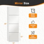 Delma Frameless Mirror Tiles 12"x10"x4 Pcs Wall Mounted, Shatter Resistant Full Length Tempered Glass Panels for Home Gym Bathroom Bedroom & Living Room Decor