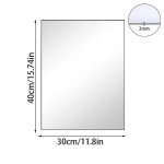 QEEYON 2Pcs 16 x 12'' Glass Wall Mirror Tile Self Adhesive Frameless High Clear Mirror Sheet Wall Decor for Bedroom, Living Room, Bathroom, Home Gym, Hallway, Door etc