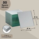 50 Pack Square Glass Mirror Tiles, 4 Inch Panels for Crafts, Centerpieces, DIY Home Decor