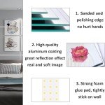 QEEYON 2Pcs 16 x 12'' Glass Wall Mirror Tile Self Adhesive Frameless High Clear Mirror Sheet Wall Decor for Bedroom, Living Room, Bathroom, Home Gym, Hallway, Door etc