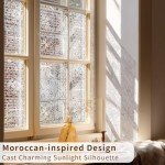 ChicSkin Etched Glass Window Privacy Film Decorative Moroccan Glass Decor, Thickened Vintage Window Film Tile Pattern Cling for Utility Room, Frost Square Classic 22.83"X75.98"