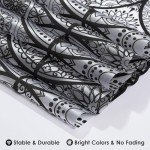 DKTIE Boho Stained Glass Look Window Privacy Film with Installation Tools, Decorative Frosted Glass Window Film Static Cling No Glue Removable, Pure Black, 17.7" x 78.7"