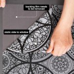 DKTIE Boho Stained Glass Look Window Privacy Film with Installation Tools, Decorative Frosted Glass Window Film Static Cling No Glue Removable, Pure Black, 17.7" x 78.7"