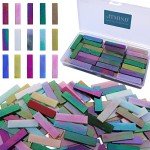 LITMIND Rectangular Iridescent Glass Mosaic Tiles for Crafts, 1.6" x 0.4" Precut Mixed Colors Stained Glass Strips, DIY Mosaic Making Supplies for Adults, 8oz