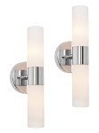 Kira Home Duo 14" Modern Wall Sconce with Frosted Glass Shades, for Bathroom/Vanity, Chrome Finish, Pack of 2