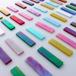 LITMIND Rectangular Iridescent Glass Mosaic Tiles for Crafts, 1.6" x 0.4" Precut Mixed Colors Stained Glass Strips, DIY Mosaic Making Supplies for Adults, 8oz