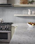 MSI Ice Bevel Herringbone Glass Tile for Kitchen Backsplash, Wall for Bathroom, Accent, and Shower Wall Tile 13.86 in. x 11.08 in. Mesh-Mounted Mosaic