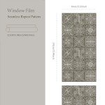 ChicSkin Etched Glass Window Privacy Film Decorative Moroccan Glass Decor, Thickened Vintage Window Film Tile Pattern Cling for Utility Room, Frost Square Classic 22.83"X75.98"