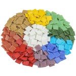 Youway Style Blue Mosaic Tiles for Crafts Bulk,3/4 inch Vitreous Square Glossy Mosaic Pieces, 2.2 Pounds Mosaic Glass Tiles for DIY Art Crafts Supplies