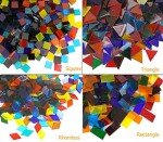 Lanyani 1600 Transparent Cathedral Glass Mosaic Tiles for Arts and Crafts - Mixed Color Stained Glass Pieces, 4 Shapes Mixed