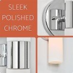 Kira Home Duo 14" Modern Wall Sconce with Frosted Glass Shades, for Bathroom/Vanity, Chrome Finish, Pack of 2