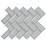MSI Ice Bevel Herringbone Glass Tile for Kitchen Backsplash, Wall for Bathroom, Accent, and Shower Wall Tile 13.86 in. x 11.08 in. Mesh-Mounted Mosaic