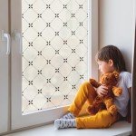 DKTIE Geometric Art Stained Glass Window Film Bathroom Window Privacy Film Frosted Glass Static Clings Non Adhesive with Installation Tools, Modern Home Improvement Style (S119, 17.7'' x 78.7'')