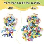 Youway Style Irregular Glass Mosaic Tiles for Crafts Bulk,454g Broken Mosaic Glass Pieces for Crafts, Perfect for Mosaic Art Crafting Supplies and DIY Mosaic Project