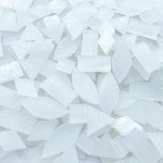 LITMIND Misty White Stained Glass Mosaic Tiles - 240 Pieces in 5 Shapes (Rectangle, Triangle, Rhombus, Square, Leaf) for Crafts & Mosaic Projects