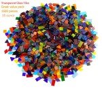 Lanyani 1600 Transparent Cathedral Glass Mosaic Tiles for Arts and Crafts - Mixed Color Stained Glass Pieces, 4 Shapes Mixed