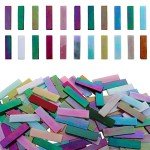 LITMIND Rectangular Iridescent Glass Mosaic Tiles for Crafts, 1.6" x 0.4" Precut Mixed Colors Stained Glass Strips, DIY Mosaic Making Supplies for Adults, 8oz