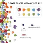 Youway Style Flower Mosaic Tiles for Crafts Bulk,1LB Iridescent Mosaic Tiles Supplies,Stained Floral Glass Tiles for Garden Decoration,DIY Glass Mosaic Crafts