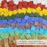 Youway Style Blue Mosaic Tiles for Crafts Bulk,3/4 inch Vitreous Square Glossy Mosaic Pieces, 2.2 Pounds Mosaic Glass Tiles for DIY Art Crafts Supplies