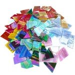 LITMIND 2.2LB Iridescent Mixed-Color Stained Glass Scraps - Irregular Mosaic Tiles & Broken Pieces for Stained Glass Art, DIY Crafts - Assorted Shapes (Mosaic Supplies)
