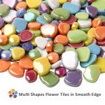 Youway Style Flower Mosaic Tiles for Crafts Bulk,1LB Iridescent Mosaic Tiles Supplies,Stained Floral Glass Tiles for Garden Decoration,DIY Glass Mosaic Crafts