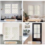 DKTIE Geometric Art Stained Glass Window Film Bathroom Window Privacy Film Frosted Glass Static Clings Non Adhesive with Installation Tools, Modern Home Improvement Style (S119, 17.7'' x 78.7'')