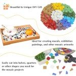 Youway Style Blue Mosaic Tiles for Crafts Bulk,3/4 inch Vitreous Square Glossy Mosaic Pieces, 2.2 Pounds Mosaic Glass Tiles for DIY Art Crafts Supplies