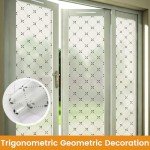 DKTIE Geometric Art Stained Glass Window Film Bathroom Window Privacy Film Frosted Glass Static Clings Non Adhesive with Installation Tools, Modern Home Improvement Style (S119, 17.7'' x 78.7'')