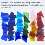 PALJOLLY Colorful Stained Glass Scraps, Transparent Glass Mosaic Tiles for Crafts Bulk, Irregular Stained Glass Sheets, 35oz Value Pack