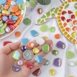 Youway Style Flower Mosaic Tiles for Crafts Bulk,1LB Iridescent Mosaic Tiles Supplies,Stained Floral Glass Tiles for Garden Decoration,DIY Glass Mosaic Crafts