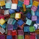 Mixed Color Mosaic Glass Tiles Shine Crystal Glass Pieces Bulk Square Glitter Crystal Mosaic Tiles for Home Decoration or DIY Crafts 200g,1x1 cm (Panchromatic)