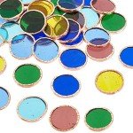 OLYCRAFT 36pcs 6 Colors Round Glass Mosaic Tiles 1 Inch Crystal Mosaic Glass Pieces Window Hangings Ornament Mosaic Tiles Pieces for DIY Mosaic Art Crafts Home Decoration - Mixed Color