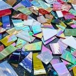 LITMIND 2.2LB Iridescent Mixed-Color Stained Glass Scraps - Irregular Mosaic Tiles & Broken Pieces for Stained Glass Art, DIY Crafts - Assorted Shapes (Mosaic Supplies)