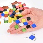 AITINIA DIY Mosaic Tiles for Crafts, Colorful Glass Mosaic Kits for Adults, 350 Pcs Bulk Stained Glass Mosaic Tiles, Children Handmade Art Craft Projects for Home Decoration (Square Shape)