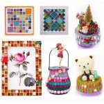 Mixed Color Mosaic Glass Tiles Shine Crystal Glass Pieces Bulk Square Glitter Crystal Mosaic Tiles for Home Decoration or DIY Crafts 200g,1x1 cm (Panchromatic)