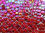 CHICSHIS 0.66lbs Ruby Red Iridescent Mosaic Tiles, 3/8" Square Glass Pieces With Smooth Edges, Ideal for Making Supplies, Small Colored Glass Tiles for DIY Coaster Projects