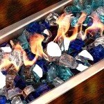 Mr. Fireglass 10 Pounds Blended Fire Glass - 1/2 Inch Mixed Colored High Luster Reflective Tempered Glass Rocks for Fireplace Fire Pit Table Fireplace and Landscaping, Aqua Blue+Cobalt Blue+Platinum
