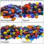 2400 Pcs Mosaic Tiles, Glass Mosaic Tiles for Crafts Bulk, Assorted Color Stained Mosaic Glass Pieces, Mosaic Supplies for Home Decoration, Art Crafts, DIY Projects, Transparent