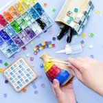 AITINIA DIY Mosaic Tiles for Crafts, Colorful Glass Mosaic Kits for Adults, 350 Pcs Bulk Stained Glass Mosaic Tiles, Children Handmade Art Craft Projects for Home Decoration (Square Shape)