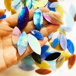 PALJOLLY 120 Pcs Iridescent Glass Petal Mosaic Tiles for Crafts, Stained Glass Supplies, Flower Leaves Mosaic Pieces Kit, Assorted Size and Rainbow Colors