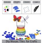 AITINIA DIY Mosaic Tiles for Crafts, Colorful Glass Mosaic Kits for Adults, 350 Pcs Bulk Stained Glass Mosaic Tiles, Children Handmade Art Craft Projects for Home Decoration (Square Shape)