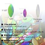 PALJOLLY 120 Pcs Iridescent Glass Petal Mosaic Tiles for Crafts, Stained Glass Supplies, Flower Leaves Mosaic Pieces Kit, Assorted Size and Rainbow Colors