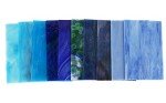 Lanyani 10 Sheets Variety Stained Glass Sheets Pack, 4 x 6 inch Large Cathedral Glass Mosaic Tiles for Crafts, Blue Mixed