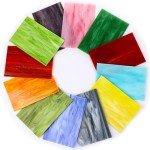 12 Sheets Opaque Stained Glass Bulk Variety Pack, 4 x 6 Inch Mosaic Glass Tiles for Crafts, Assorted Colors Cathedral Art Glass, Glass Sheets for Stained Glass Making Projects
